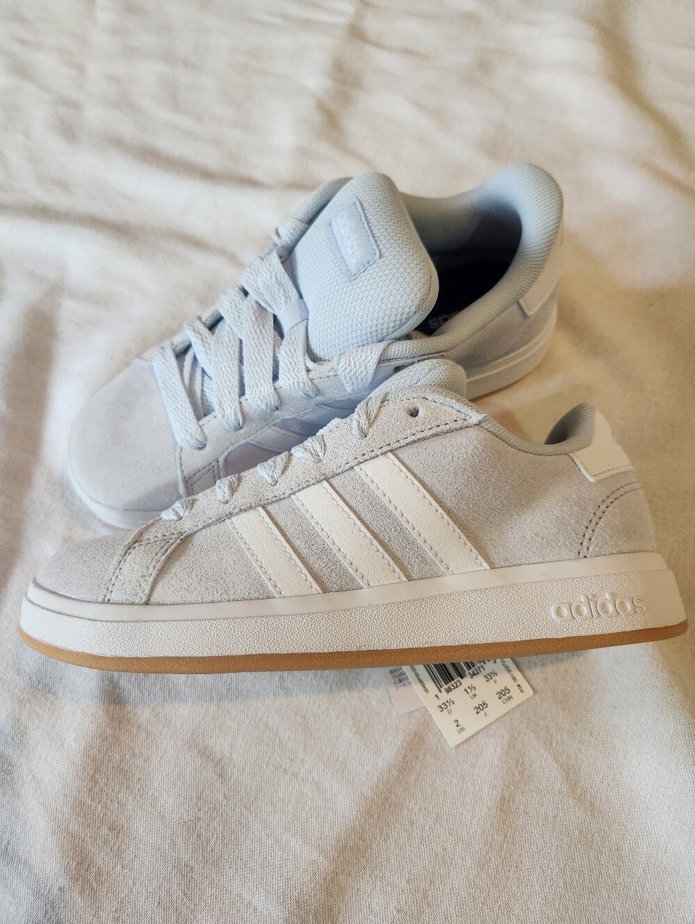 Adidas Grand Court 00s K Light Blue Suede Sneakers Kids 2 NWT